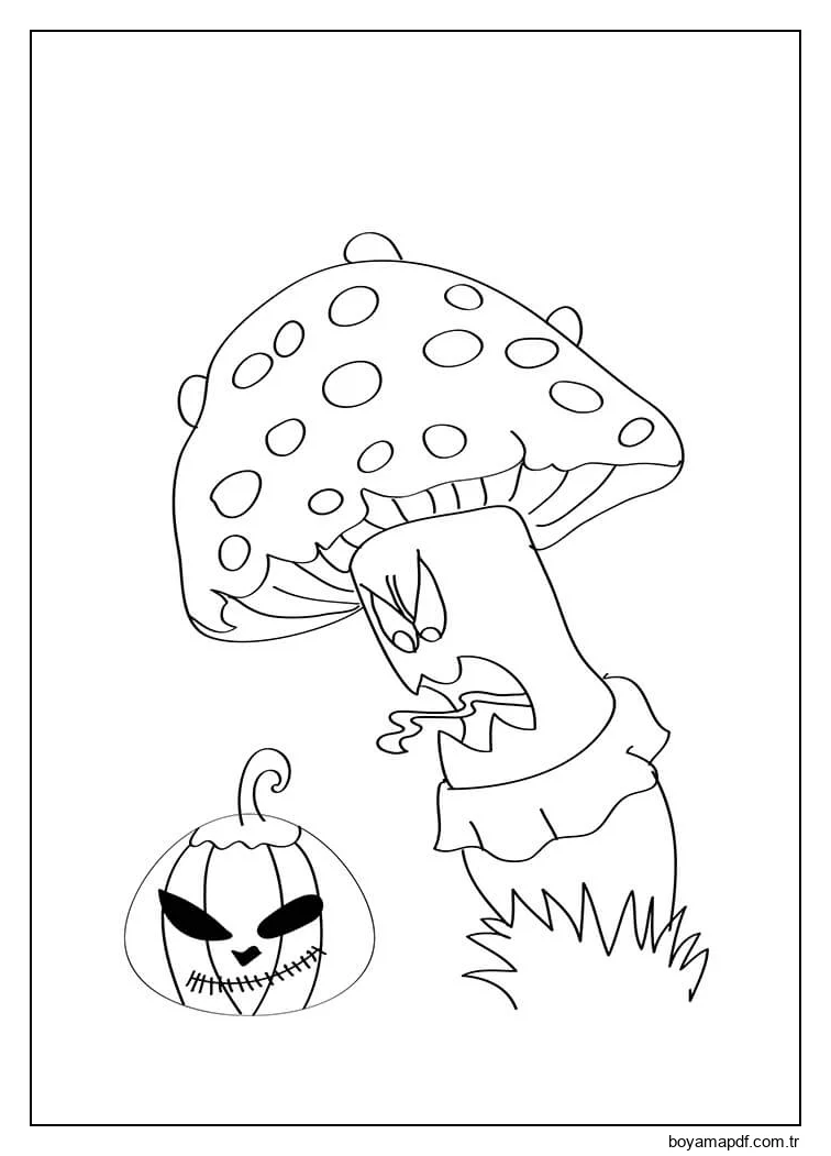 Kınama Mantarlı Kabak Boyama Sayfası