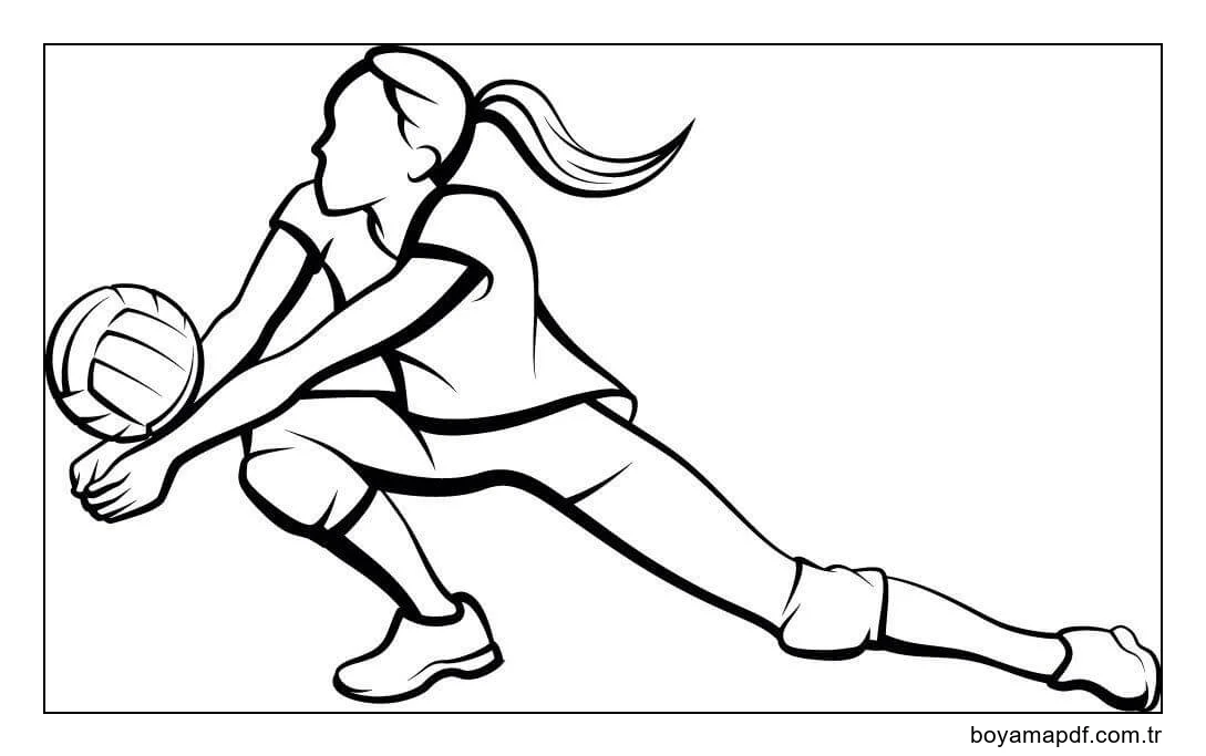Kolay Voleybolcu Boyama Sayfası