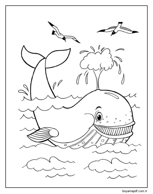 Komik balina karakter çizimi