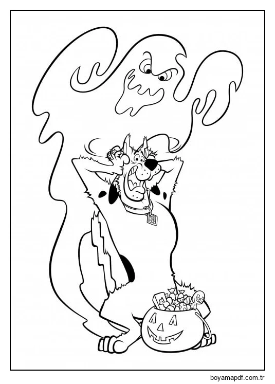 Korkmuş Scooby Doo ile Hayalet karakter çizimi