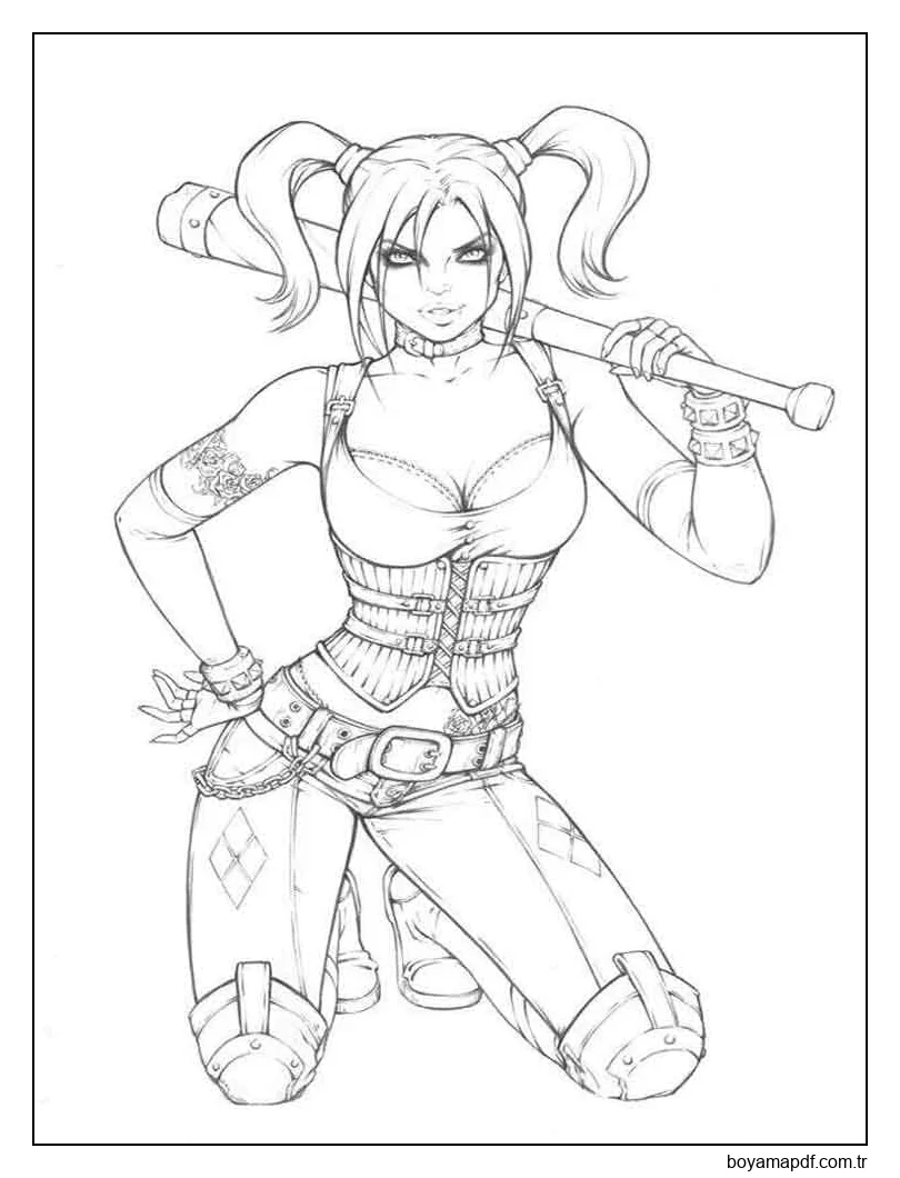 Kötü Harley Quinn karakter çizimi