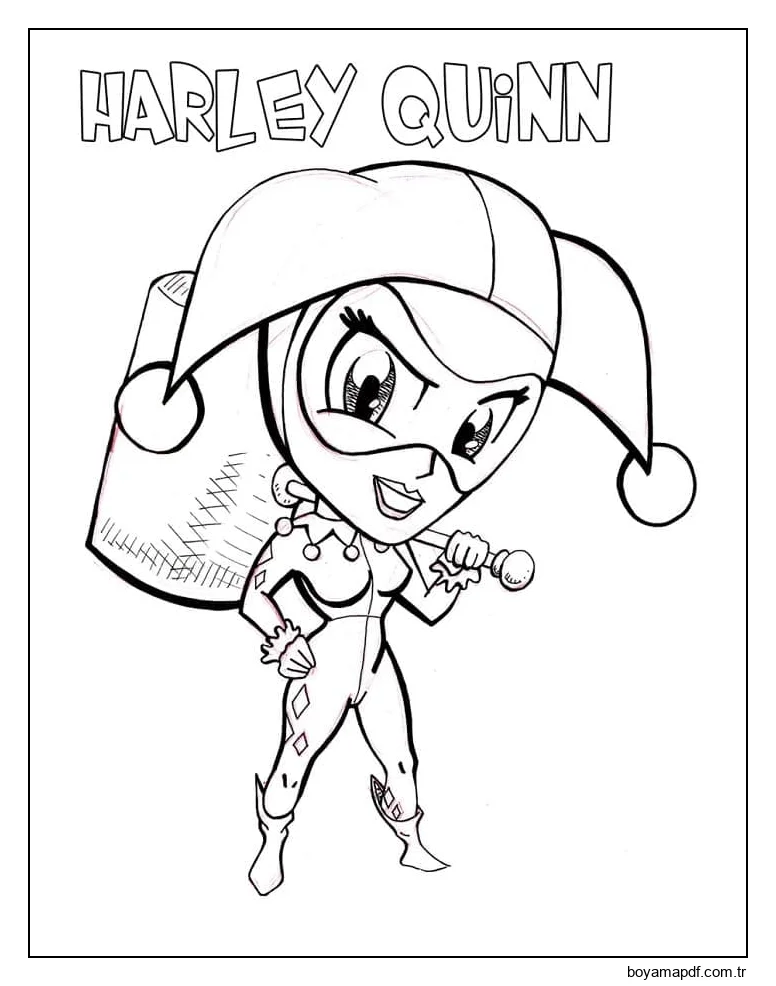Küçük Harley Quinn karakter çizimi