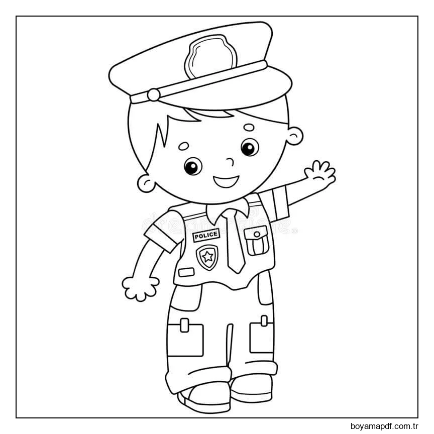 Küçük Polis Boyama Sayfası