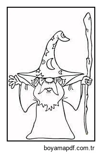 Küçük Yaşlı Sihirbaz karakter çizimi