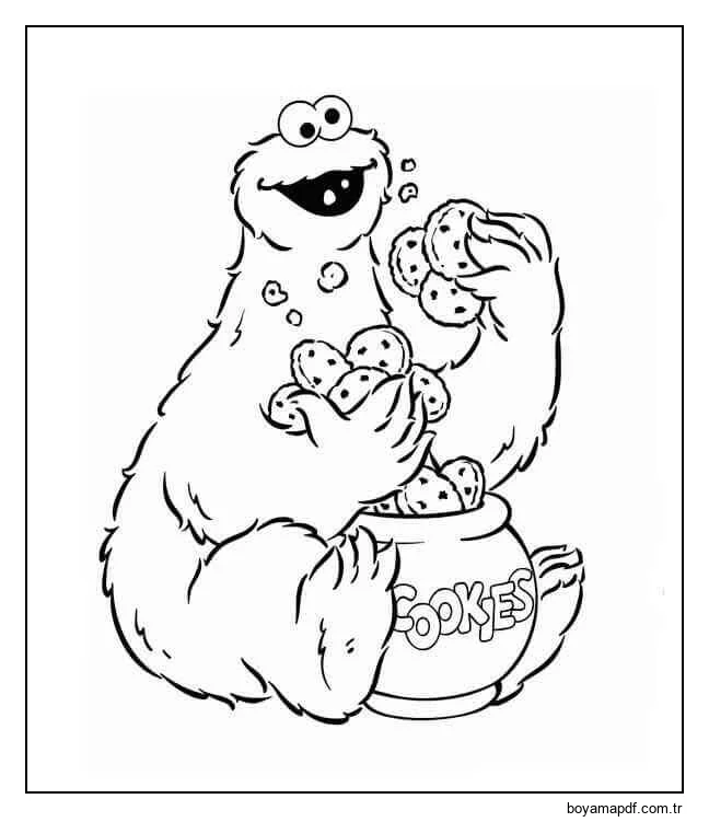 Kurabiye Canavarı Kurabiye Yiyen karakter çizimi