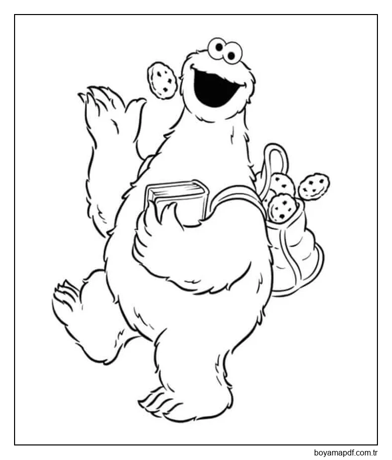 Kurabiye Canavarı Okula Gidiyor karakter çizimi