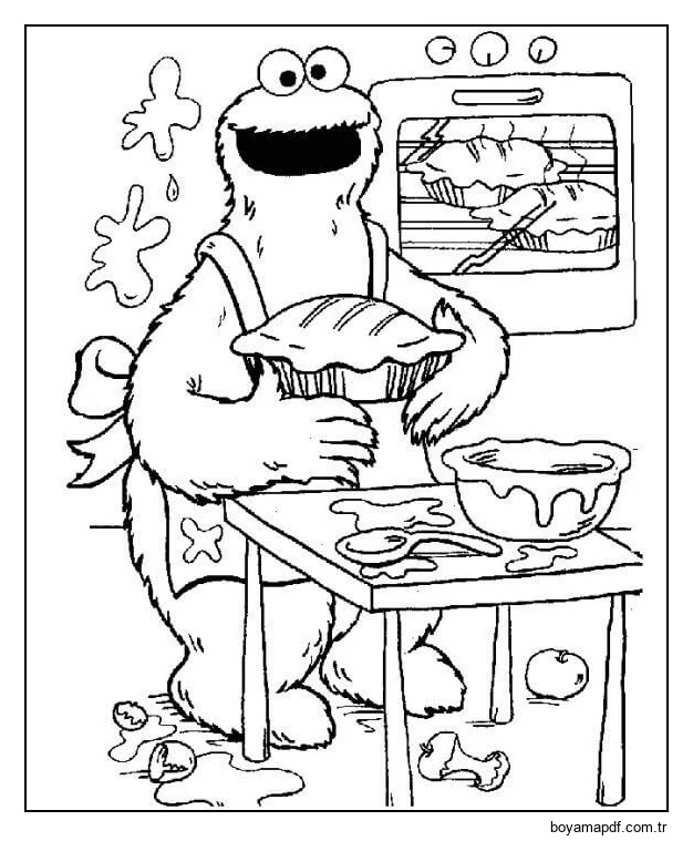 Kurabiye Canavarı Pişirmek karakter çizimi