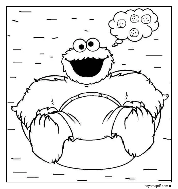 Kurabiye Canavarı Yüzme karakter çizimi