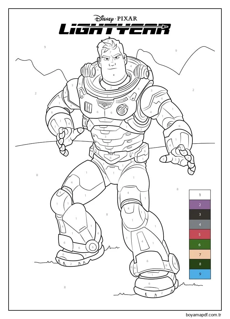 Lightyear Sayılarla Boyama karakter çizimi