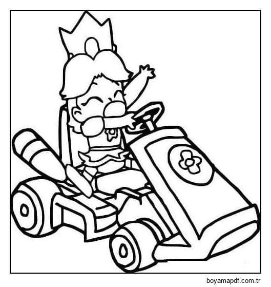 Mario Kart Bebek Şeftali Boyama Sayfası