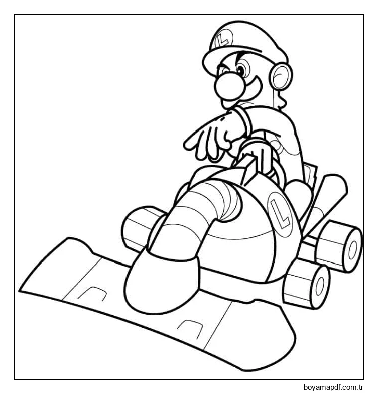 Mario Kart Luigi ücretsiz Boyama Sayfası