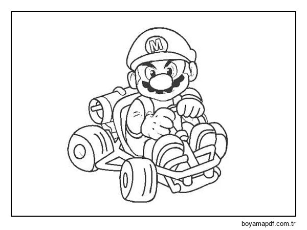 Mario Kart Mario Kart Çocuklar İçin Ücretsiz Boyama Sayfası