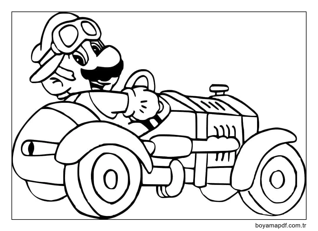 Mario Kart Mario Kart Çocuklar İçin Yazdırılabilir Boyama Sayfası