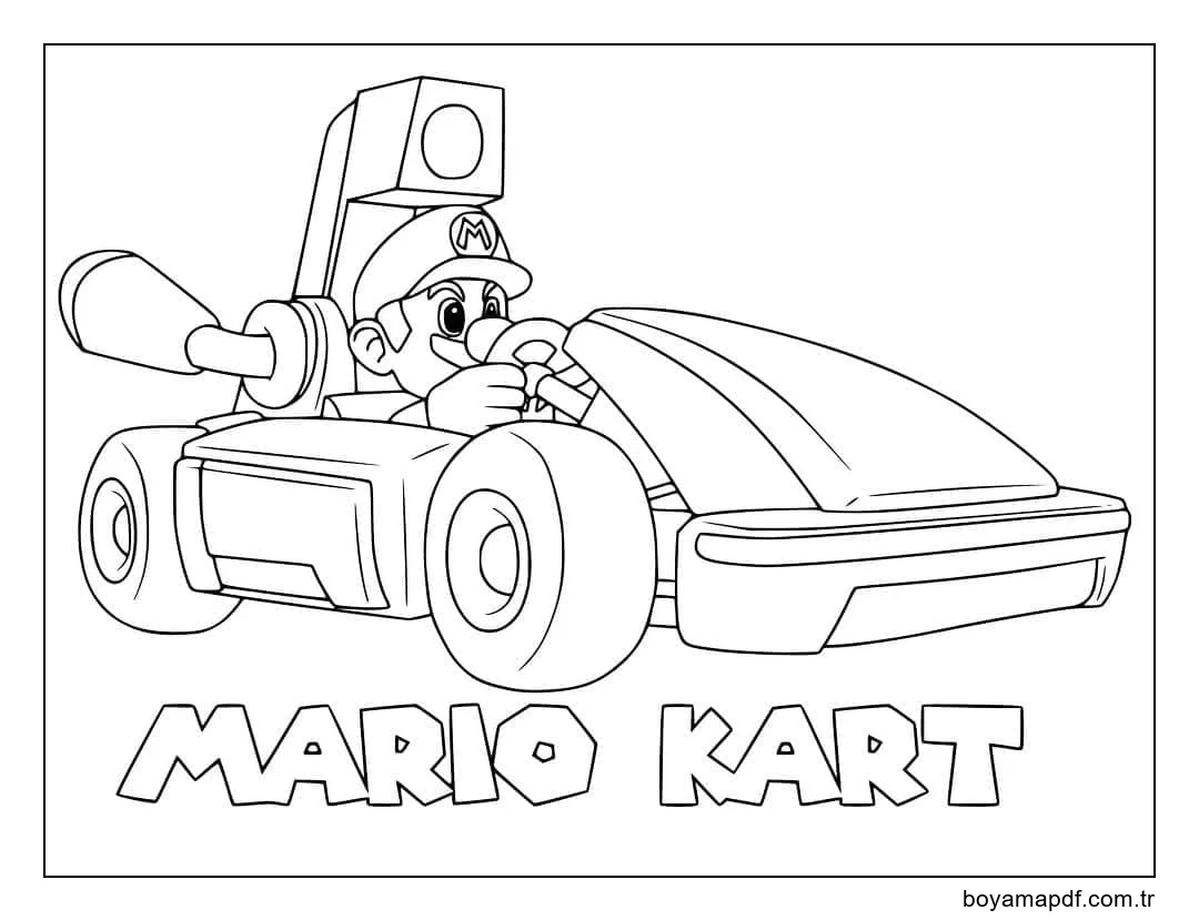 Mario Kart Oyunu Boyama Sayfası