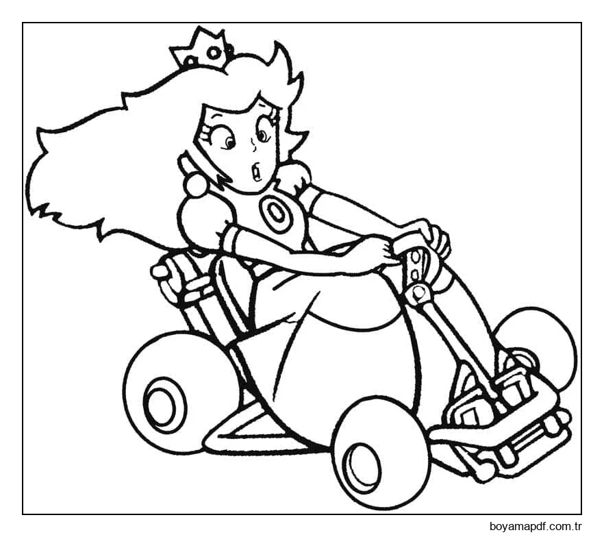 Mario Kart Prenses Şeftali Boyama Sayfası