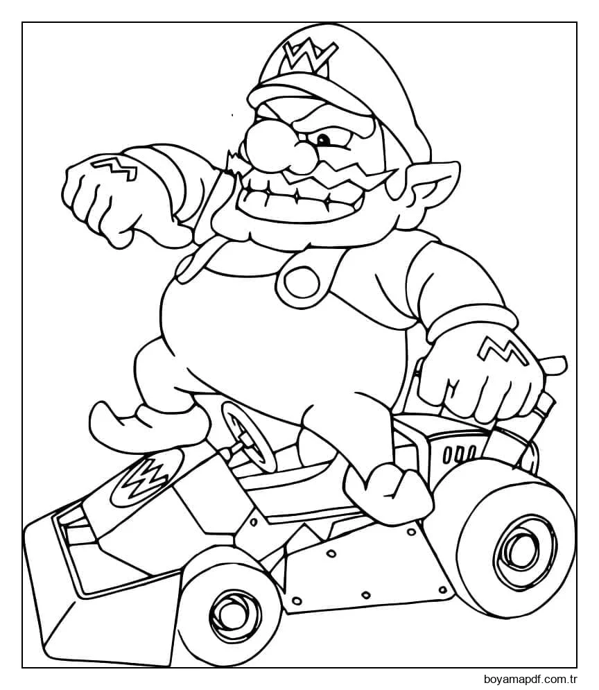 Mario Kart Wario Harika Boyama Sayfası