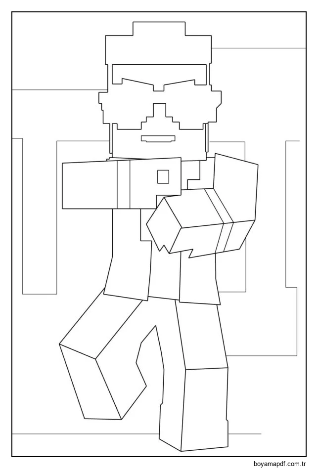 Minecraft Dünyasında Gangnam Stili Boyama Sayfası