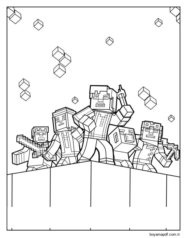 Minecraft Kardeşliği Boyama Sayfası