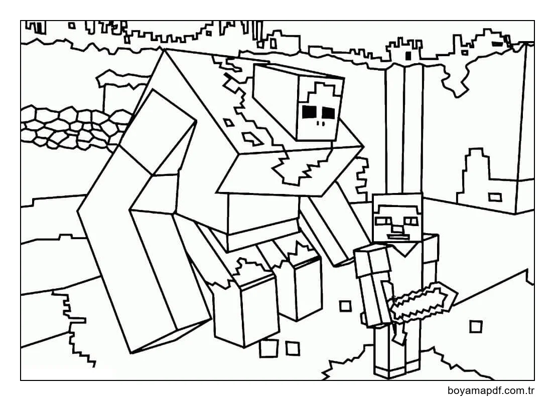 Minecraft Mutant Zombi Boyama Sayfası