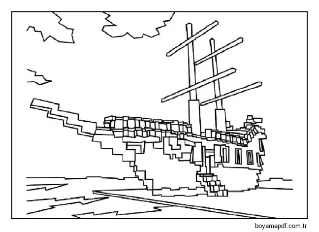 Minecraft'ta dev bir gemi bile inşa edebilirsiniz Boyama Sayfası