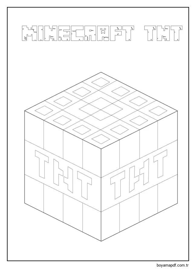 Minecraft'ta TNT patlayıcıları Boyama Sayfası