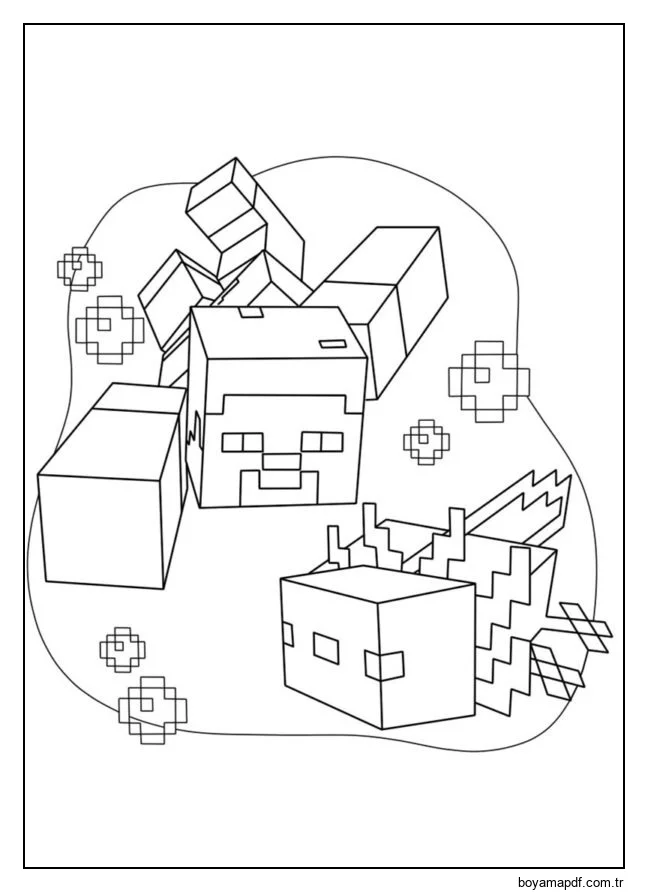 Minecraft'tan Axolotl boyama sayfası. Boyama Sayfası