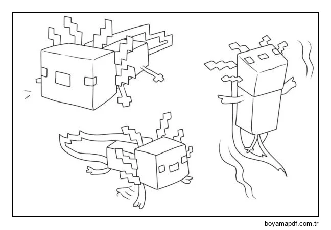 Minecraft'tan güzel boyama sayfası Axolotl. Boyama Sayfası
