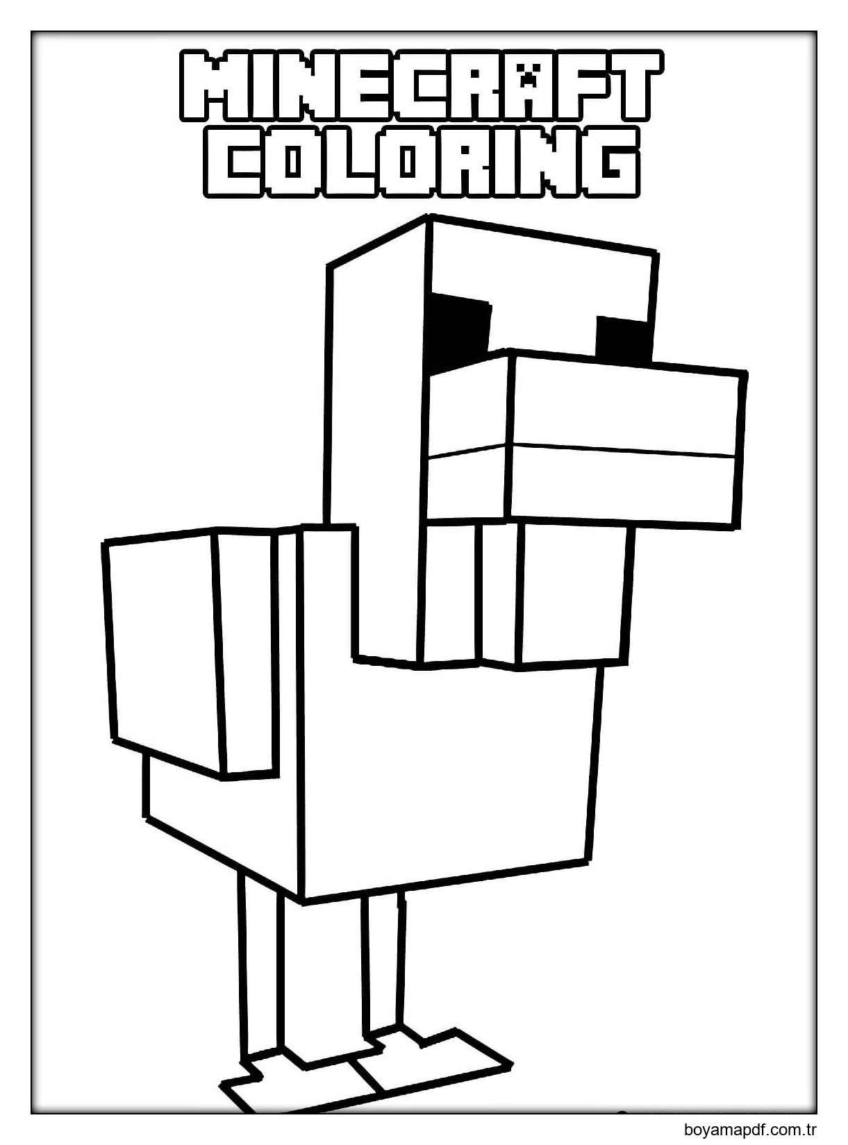 Minecraft Tavuk Boyama Sayfası
