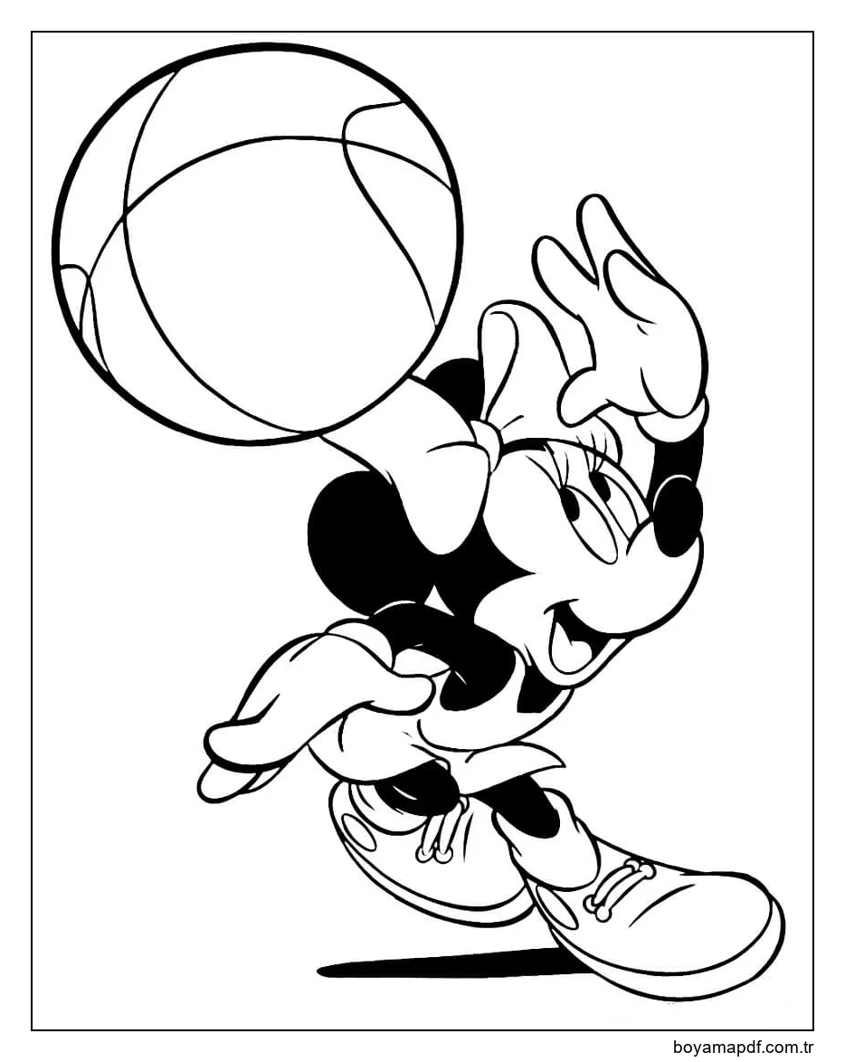 Minnie Mouse Voleybol Oynuyor Boyama Sayfası
