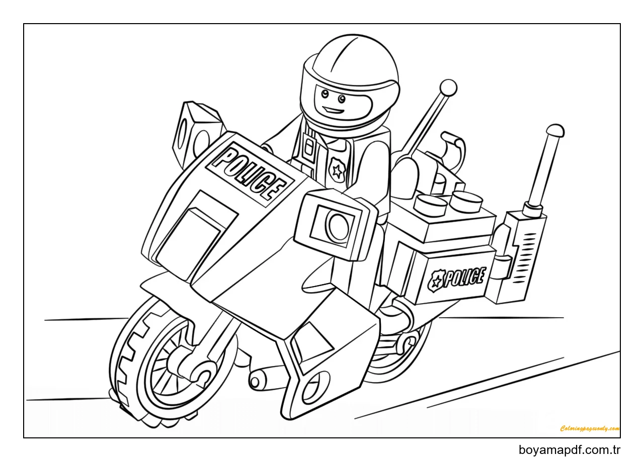 Motosikletli Polis Boyama Sayfası