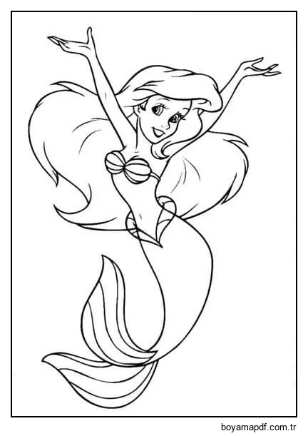 Mutlu Deniz Kızı Boyama Sayfası