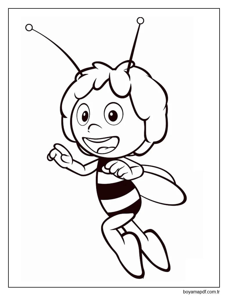Mutlu Maya Arı Boyama Sayfası