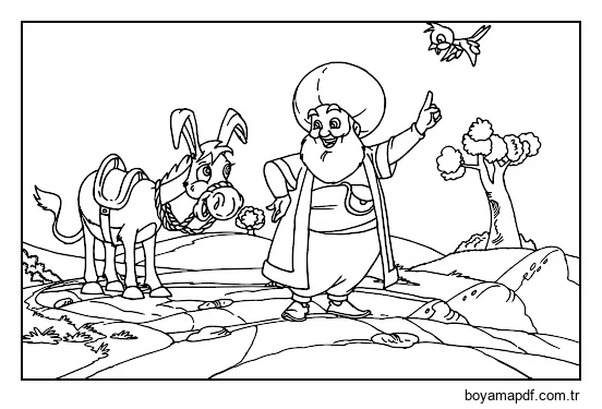Nasreddin Hoca (Nasrettin Hoca) Boyama Sayfası Boyama Sayfası