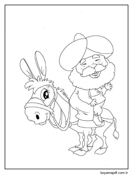 Nasrettin Hoca Eşeğe Binmek Boyama Sayfası