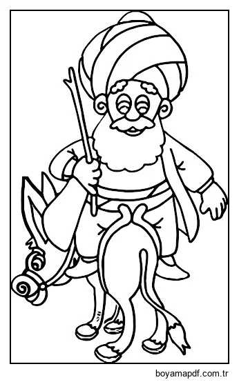 Nasrettin Hoca Mutlu Boyama Sayfası
