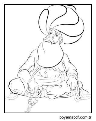 Nasrettin Hoca Oturuyor Boyama Sayfası