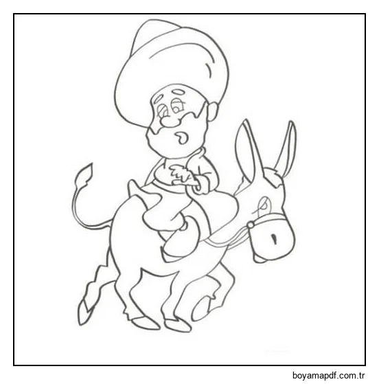 Nasrettin Hoca Üzgün Boyama Sayfası