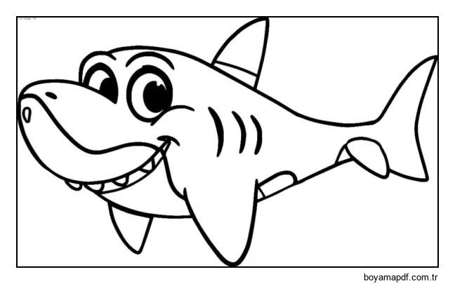 Nazik çizgi köpekbalığı karakter çizimi