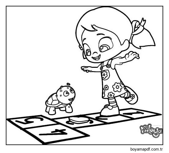 Niloya Ve Kaplumbağa Oyun Oyna karakter çizimi