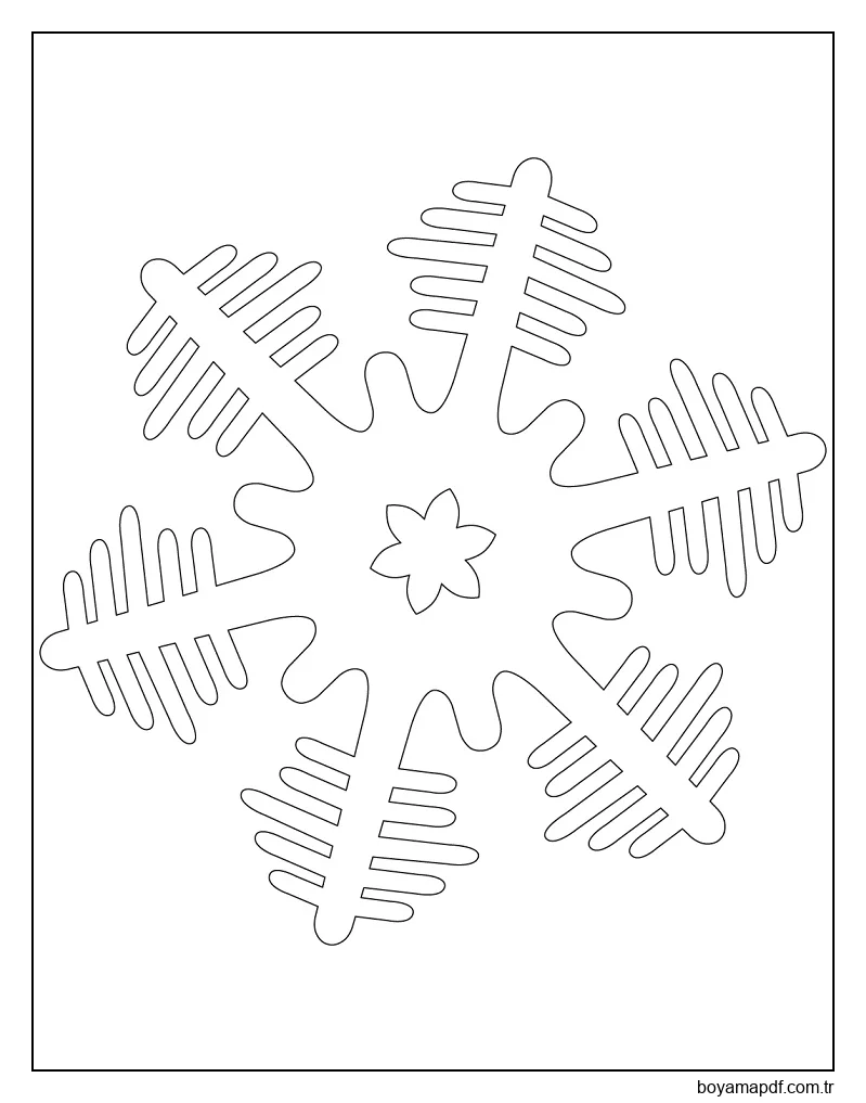 Noel Ağaçları ile kar Tanesi Boyama Sayfası