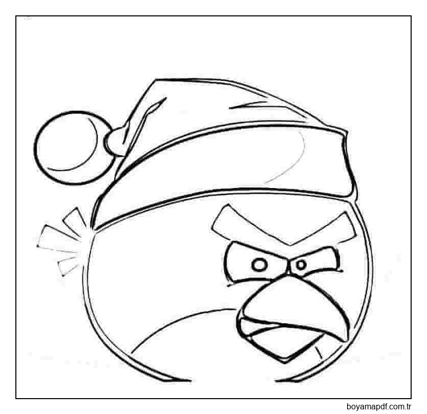 Noel'de Kırmızı Kuşlar Çizimi Boyama Sayfası