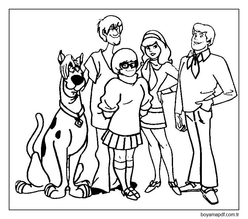 Normal Scooby Doo ve Arkadaşları karakter çizimi