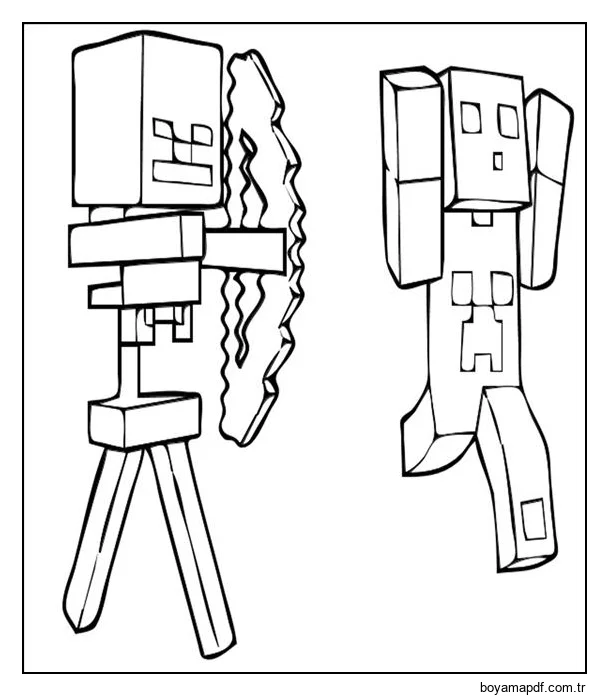 Okçular Minecraft'ta çok tehlikeli rakiplerdir Boyama Sayfası