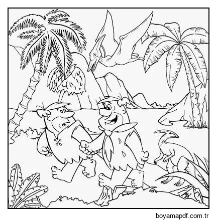 Ormanda taş Devrinin iki Adamı karakter çizimi