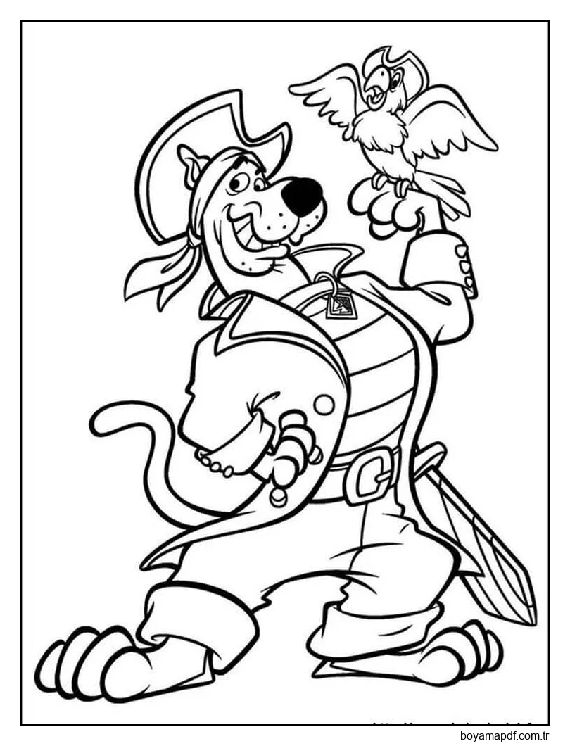 Papağan ile Korsan Scooby Doo karakter çizimi