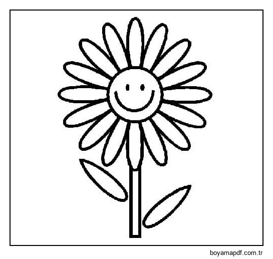 Papatya, Karikatürize et, Güleryüzlü Boyama Sayfası