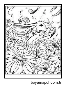 Papatya ve Tavşan Boyama Sayfası