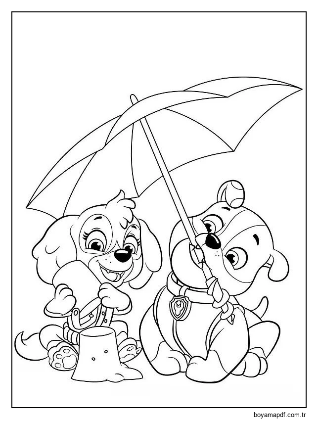 Paw Patrol temel çizimi Boyama Sayfası