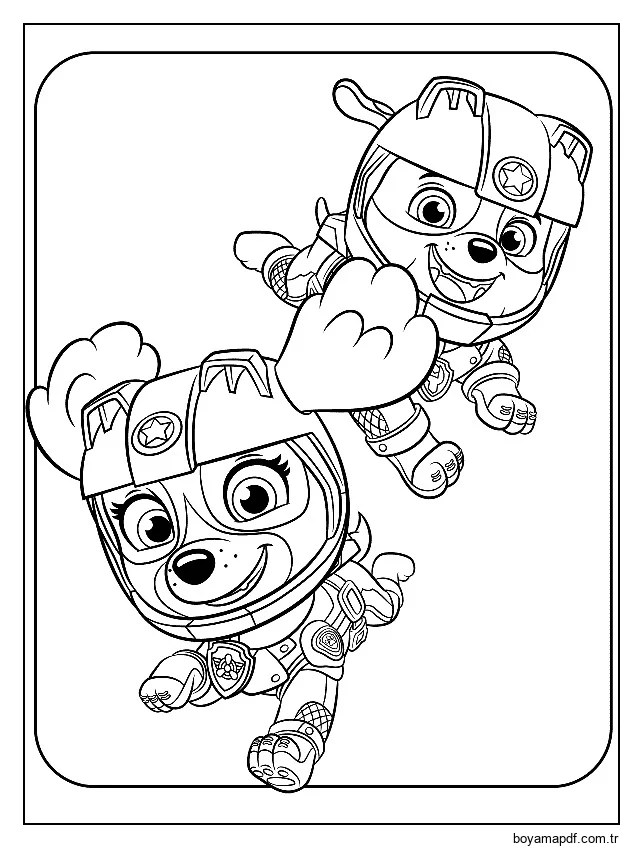 Paw Patrol'u çocuklara ücretsiz çizin Boyama Sayfası