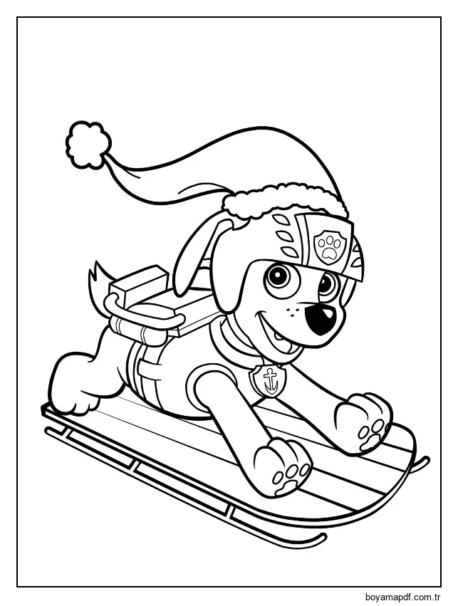 Paw Patrol'u mutlu çizin Boyama Sayfası